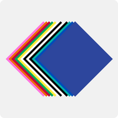 Set of colorful paper sheets arranged in a diamond pattern on a white background