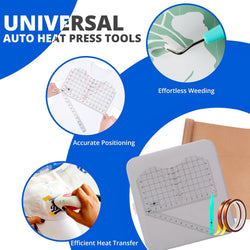 Universal auto heat press tools with features like effortless weeding, accurate positioning, and efficient heat transfer.