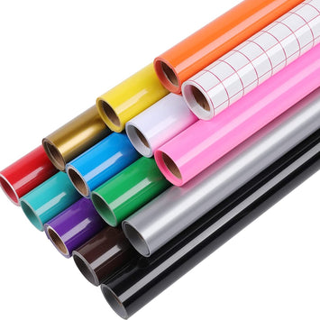 Rouleaux de vinyle adhésif permanent multicolores - 12x3FT 14 rouleaux