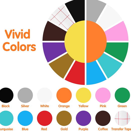 Color wheel with vivid color swatches labeled on a white background