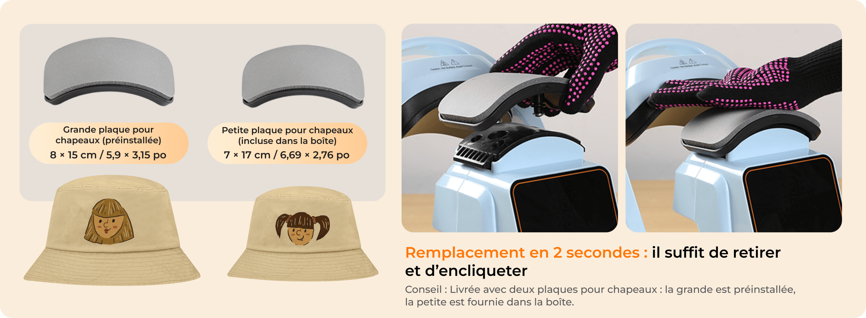 2 plateaux pour chapeaux pour adultes et enfants