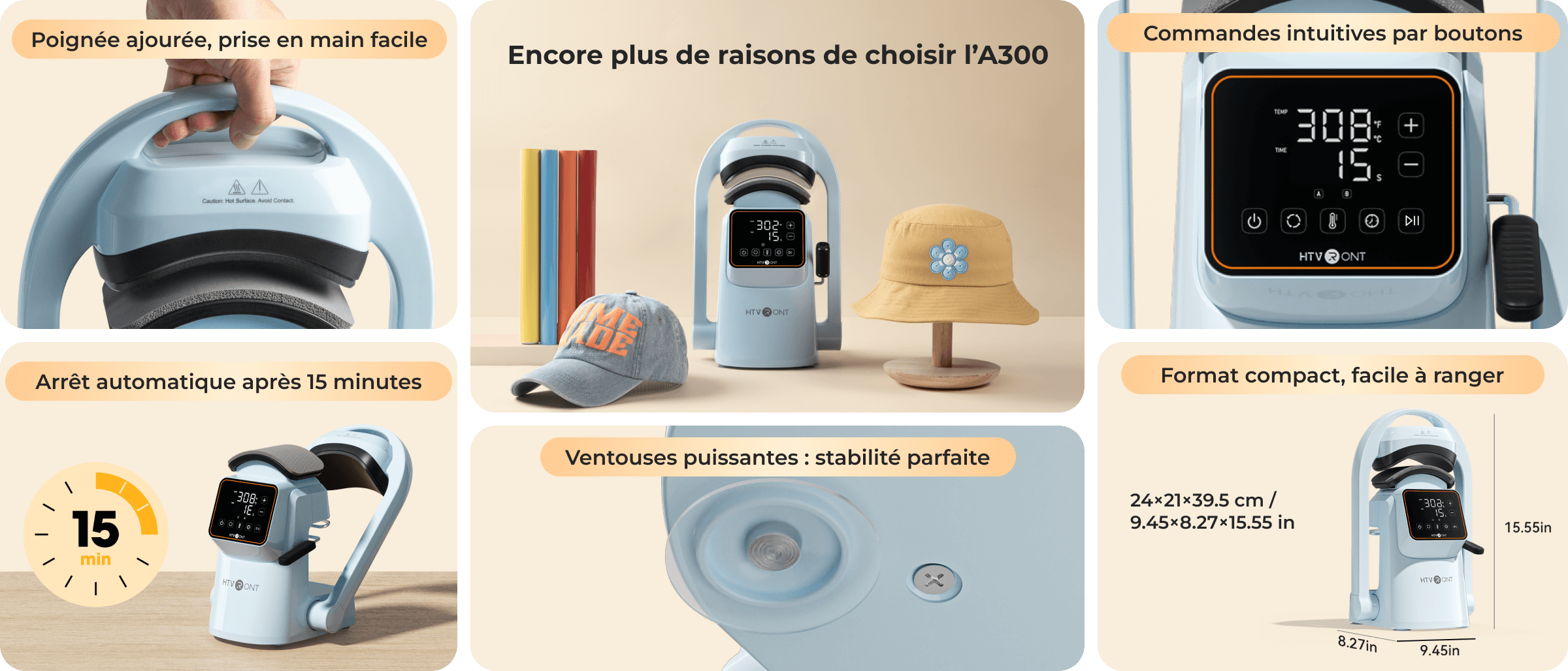 HTVRONT A300 — Votre raccourci sécurisé pour le pressage de chapeaux