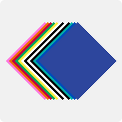 Set of colorful paper sheets arranged in a diamond pattern on a white background
