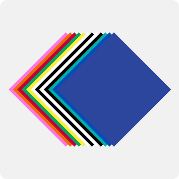 Set of colorful paper sheets arranged in a diamond pattern on a white background