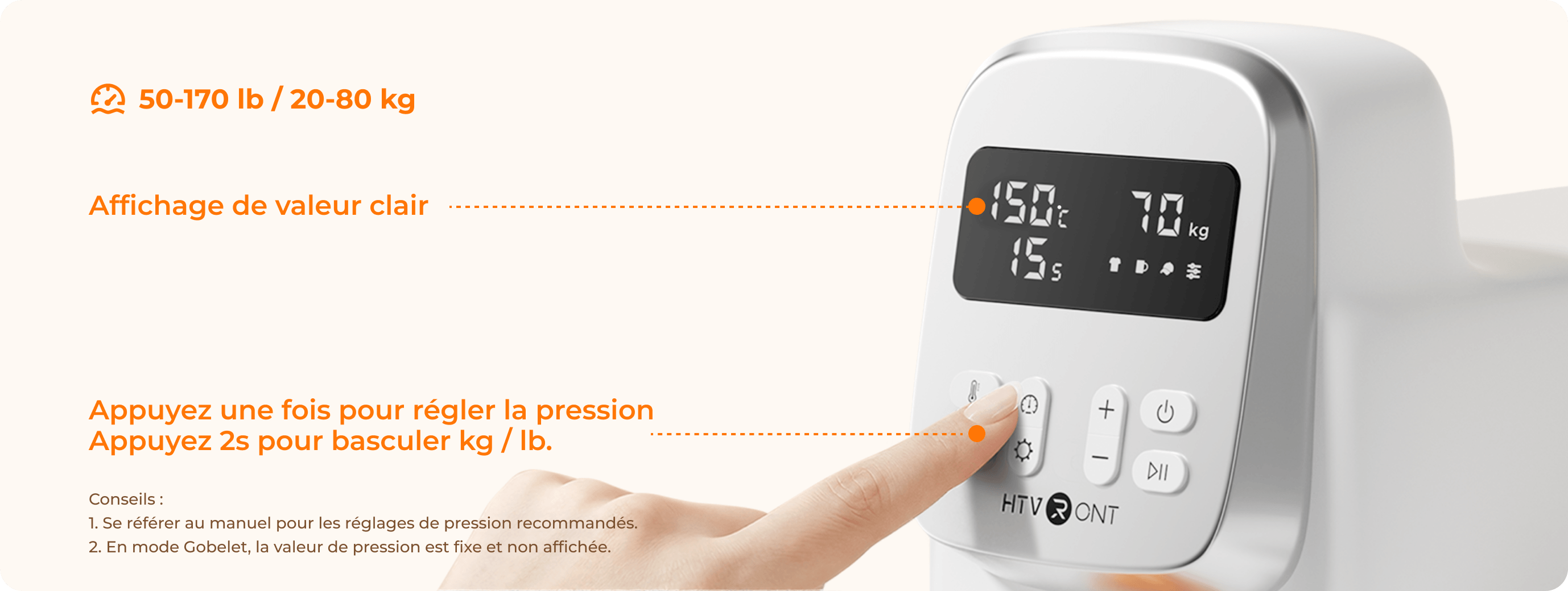 Pression précise, entièrement réglable