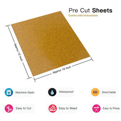 Pre-cut brown sheet with dimensions and features listed on a white background